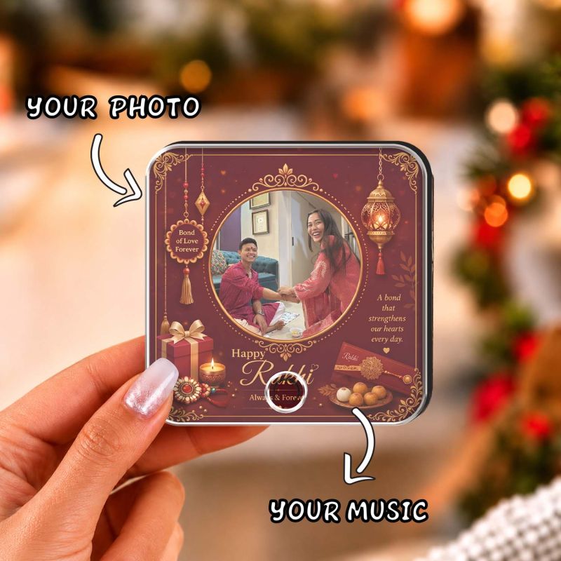 Personalized Happy Rakhi Photo Gift for Sister Custom Musical Fridge Magnet Celebrate the Bond of Siblings Rakhi Return Gift Memorable Rakhi Gift